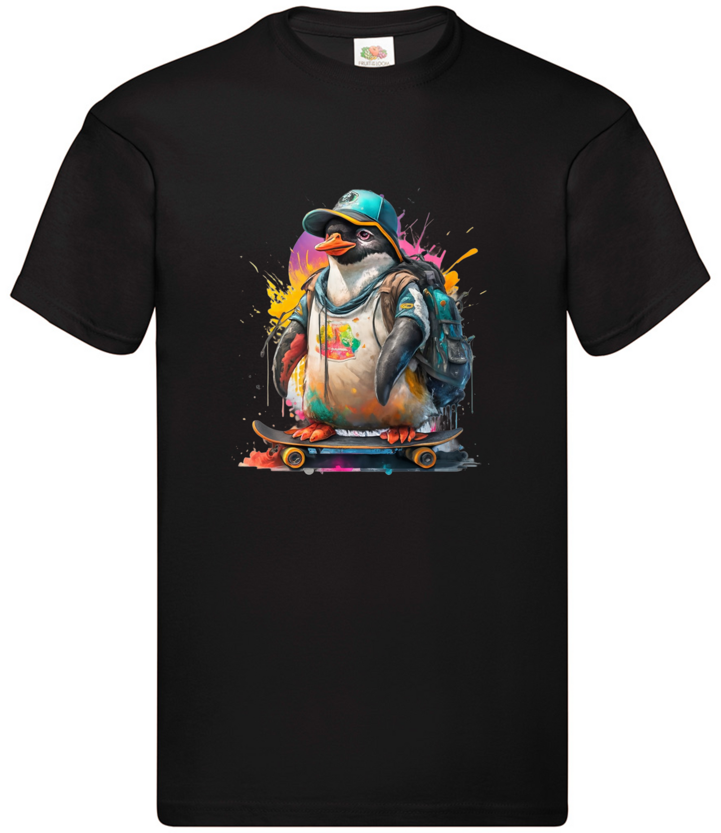 Kids Funky, Skateboarding Penguin T-Shirt.