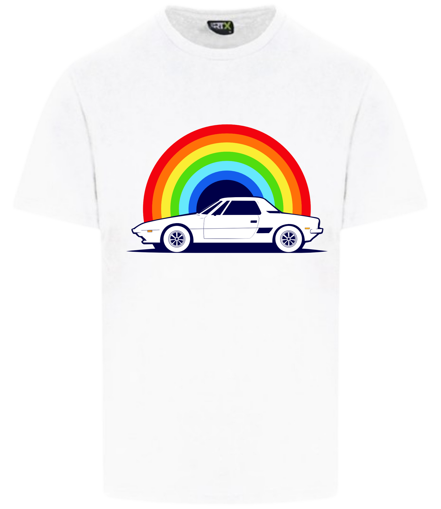 X1-9 Owners Club. Rainbow Print RTX T-Shirt in white