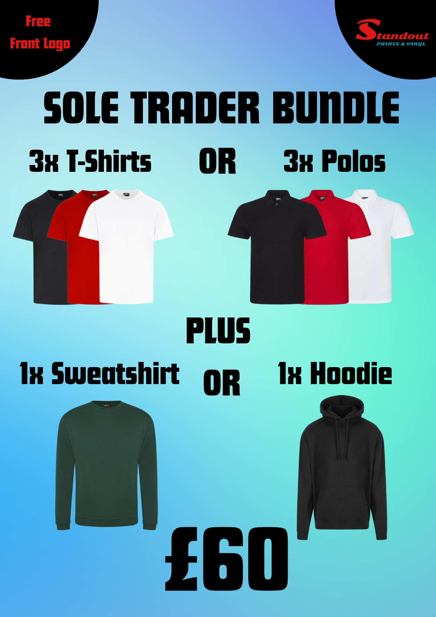 Workwear Bundle - Sole Trader. Customise with your own logo or design.