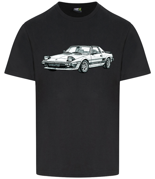 X1-9 Owners Club. Car Sketch Print RTX T-Shirt in black