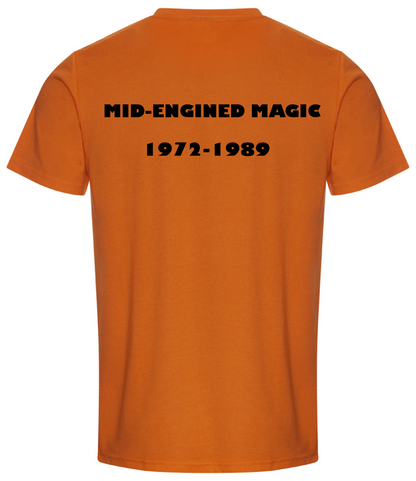 X1-9 Owners Club. Mid-engined Magic Print RTX T-Shirt in Orange