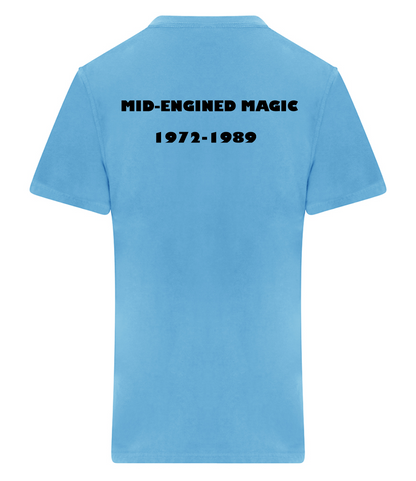 X1-9 Owners Club. Mid-engined Magic Print RTX T-Shirt in Light Blue
