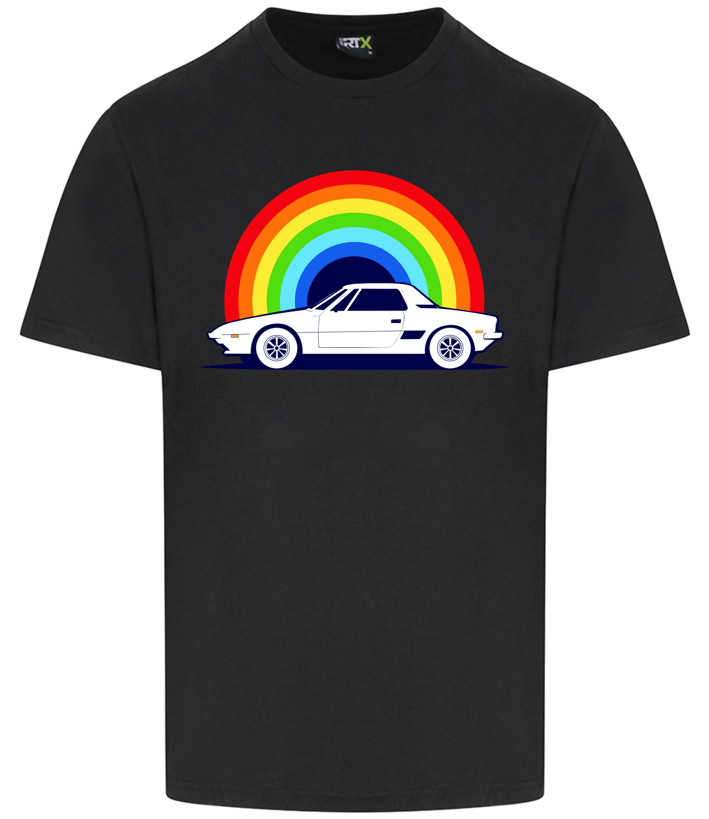 X1-9 Owners Club. Rainbow Print RTX T-Shirt in black