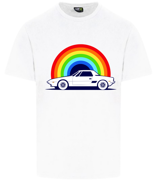 X1-9 Owners Club. Rainbow Print RTX T-Shirt in white