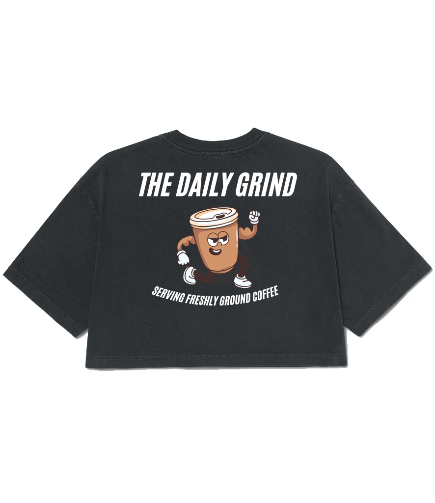 TT Fitness - The Daily Grind Coffee - Ladies Heavyweight Cropped T-Shirt