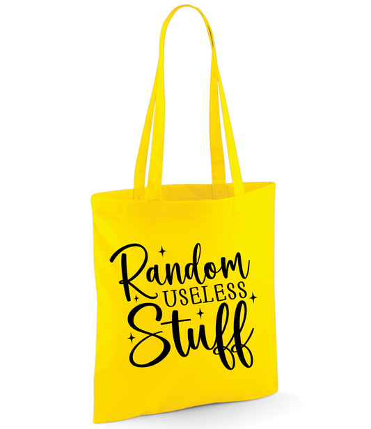 Tote Bag Quote - 'Random Useless Stuff'.